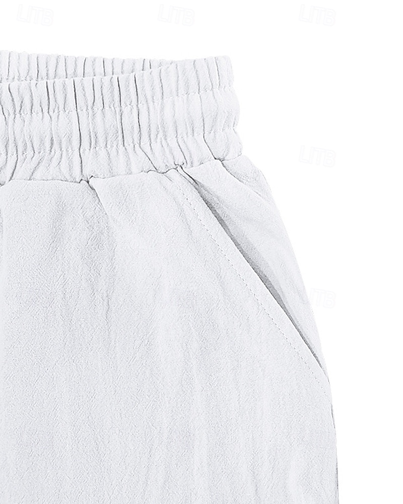 Miesten Pellavahousut Housut Kesähousut Roikkuvat housut Rantahousut Kurenauha Joustava vyötärö Yhtenäinen väri Mukavuus Hengittävä Päivittäin ulko- Hiekkaranta Loma Muoti Musta Valkoinen 2026 - $26.99 –P11