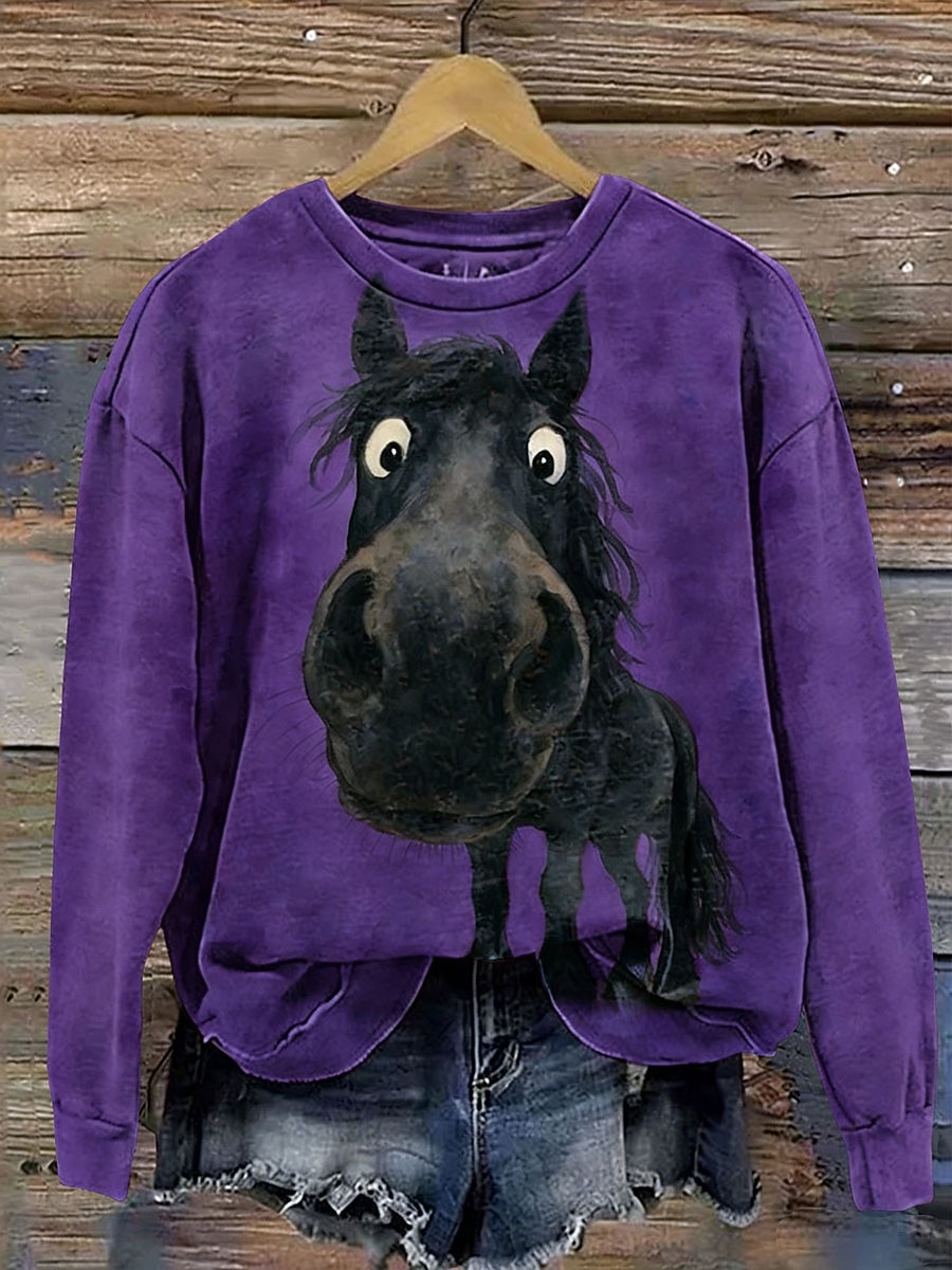 Women's Pullover Sweatshirt Sweatshirts Print Graphic Animal Warm Classic Casual Long Sleeve Crew Neck Regular Tops Casual Home Street Blue Pink Purple Brown Fall Winter 2026 - $27.99 –P2