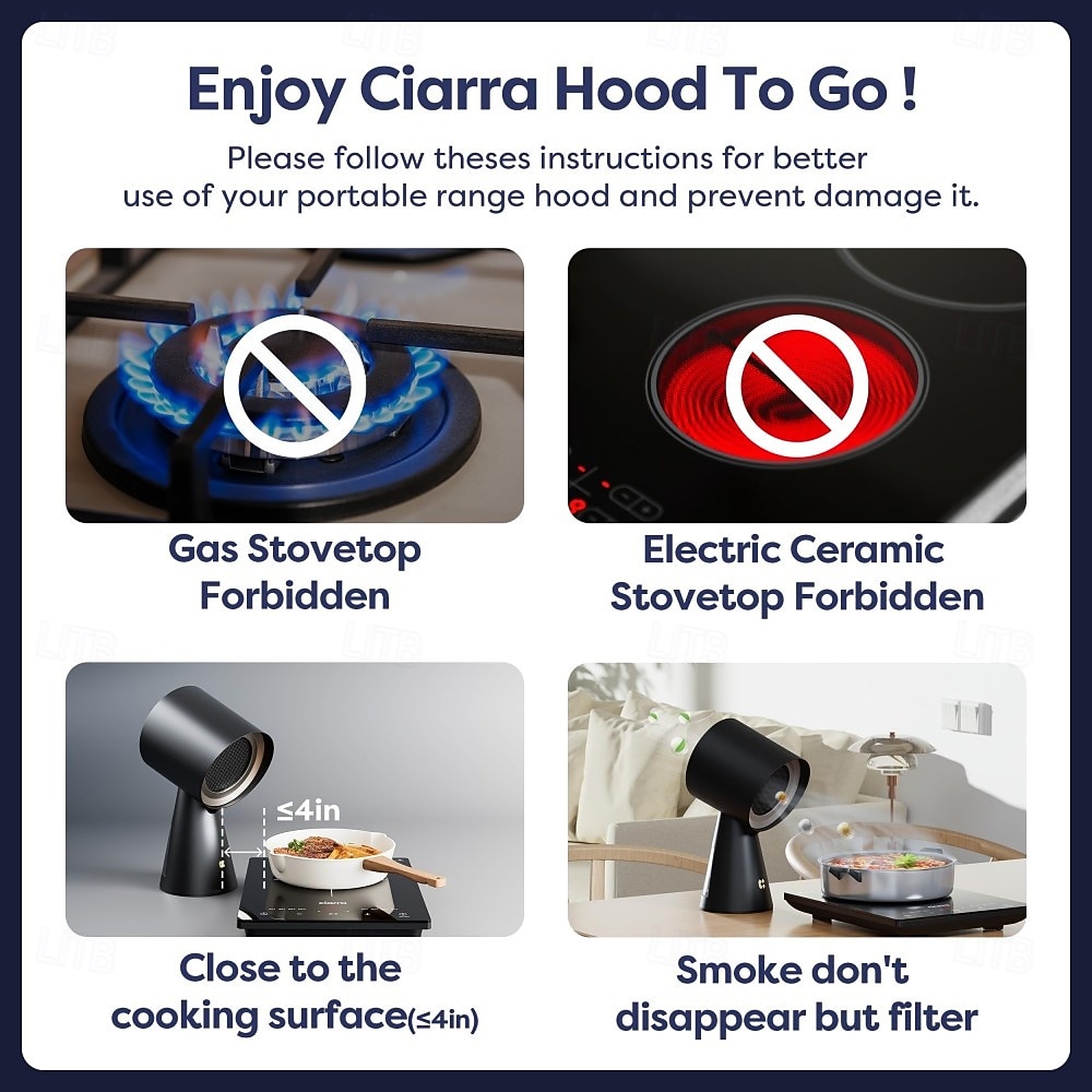 شفاط محمول، شفاط طاولة، مع مروحة عادم ثنائية السرعة، فلتر ألومنيوم قابل للإزالة، كوب شحم كبير، مروحة عادم مطبخ محمولة، مناسب للشواء الداخلي والأواني الساخنة. 2026 - $365.79 –P3