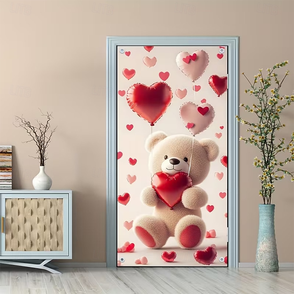 Valentýn Plakáty Kryt dveří Venkovní bannery 小熊 láska Srdce Roztomilý Romantické 3D Večírek Koleje Střelecké pozadí Vchodové dveře Dekorace pro návrh na sňatek Bytové dekorace 2026 - $17.99 –P3