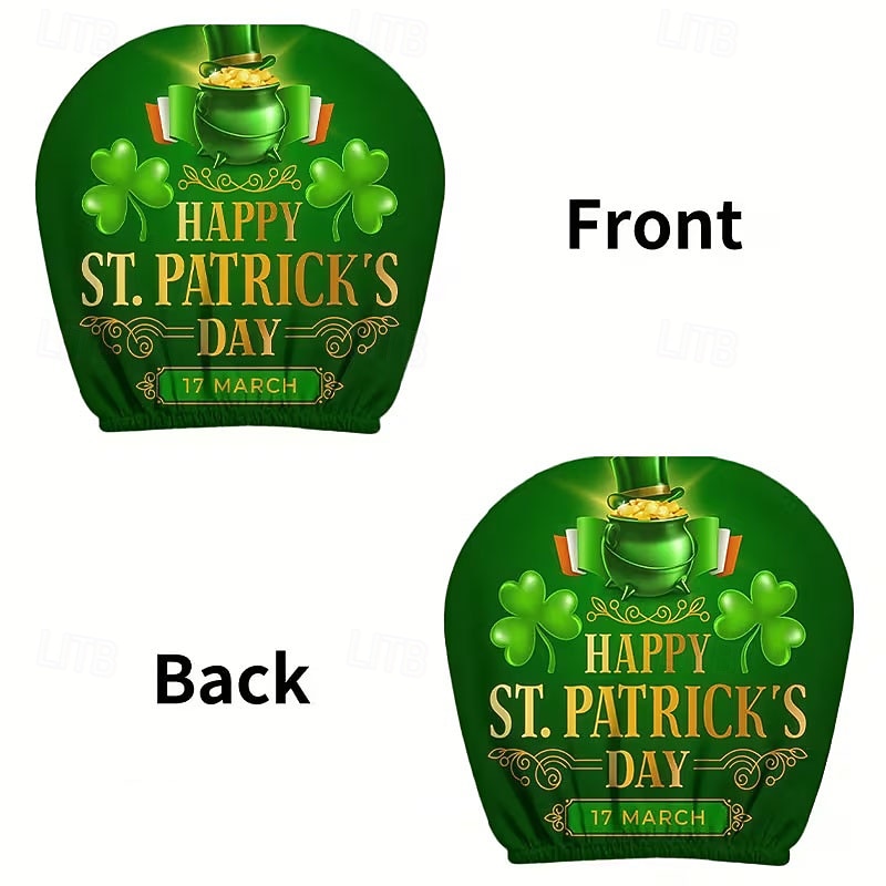 2 capas de encosto de cabeça para carro com trevo verde | compatíveis com todos os veículos, pretas &Adesivo para carro com estampa de trevo verde, design plano 2D, poliéster, fácil instalação - de 2026 por $7.99 –P23