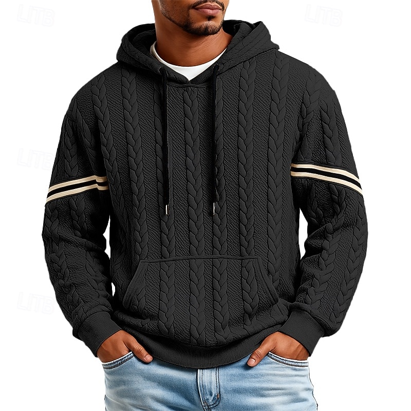 Herren Jacquard Kapuzensweatshirt Pullover Kapuzensweatshirt Schwarz Weiß Marineblau Khaki Grau Mit Kapuze Einfach Patchwork Kängurutasche Strukturiert Lässig Täglich Sport & Outdoor Streetwear Cool 2026 - $34.99 –P2