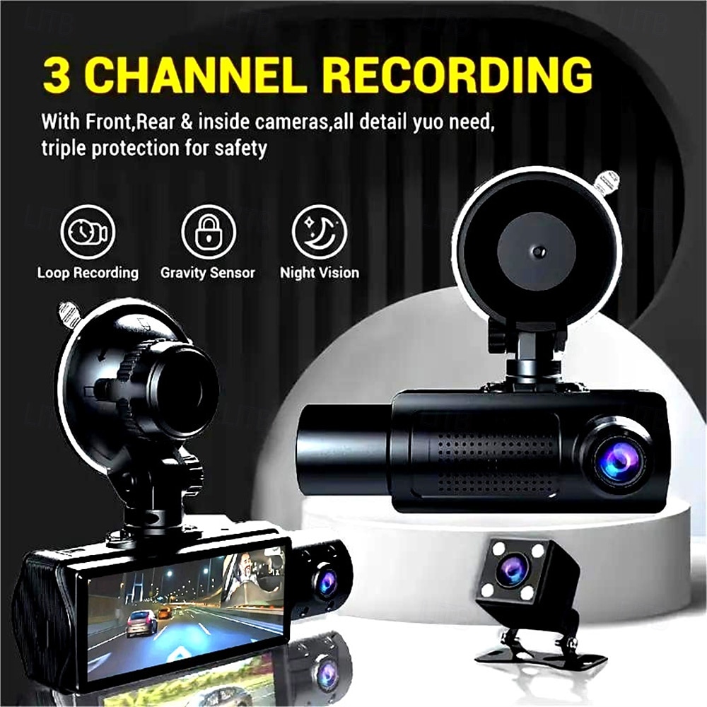 3.16-Inch High-Definition 1080P Screen Driving Recorder Three-Lens Car DVR With Reversing Image Loop Recording Motion Detection 2026 - $58.99 –P1