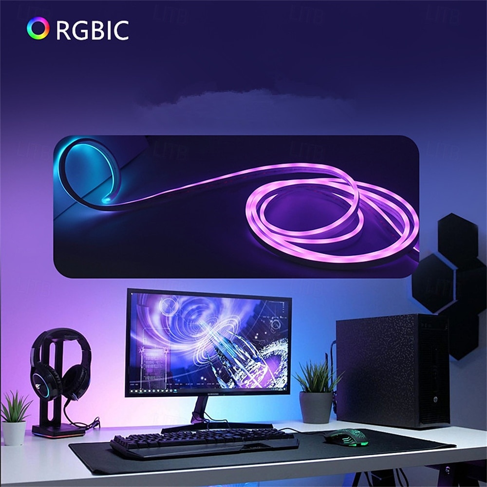 1Set 5V RGBIC Neon Strip Light 1M 2M 3M 5M 10m USB Waterproof Flexible Ribbon Tape Neon Lights With APP Bluetooth Remote Control For Home Decor 2026 - $17.99 –P4