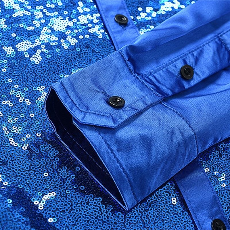 Herr Skjorta Sommarskjorta Casual skjorta Strandskjorta Knapp upp skjorta Blå Purpur Långärmad Ensfärgat Kavajslag Dagligen Semester Paljett Kläder Mode Ledigt Bekväm 2026 - $30.99 –P10