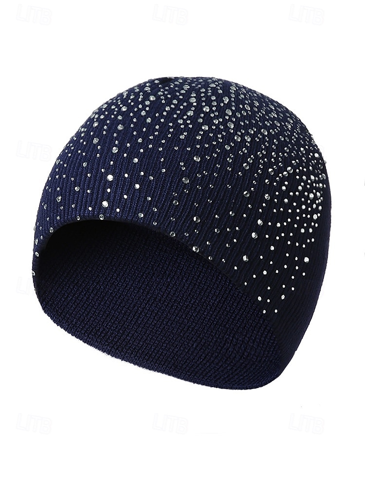 Naisten neulottu polyesteripipo, strassikoriste, saatavilla useissa väreissä, täydellinen talvimuotiin 2026 - $11.99 –P10