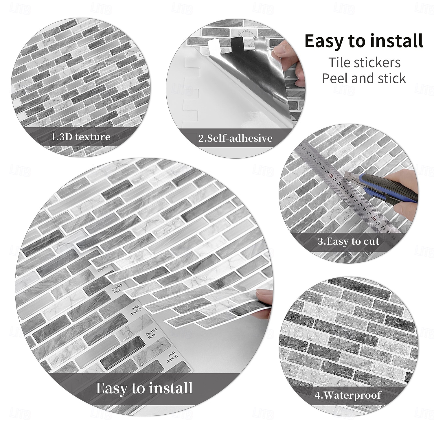 Azulejos autoadhesivos de mármol para salpicadero, 10 hojas, para cocina, lavadero, caravana, alquiler, 12 x 12 pulgadas 2026 - $56.99 –P9