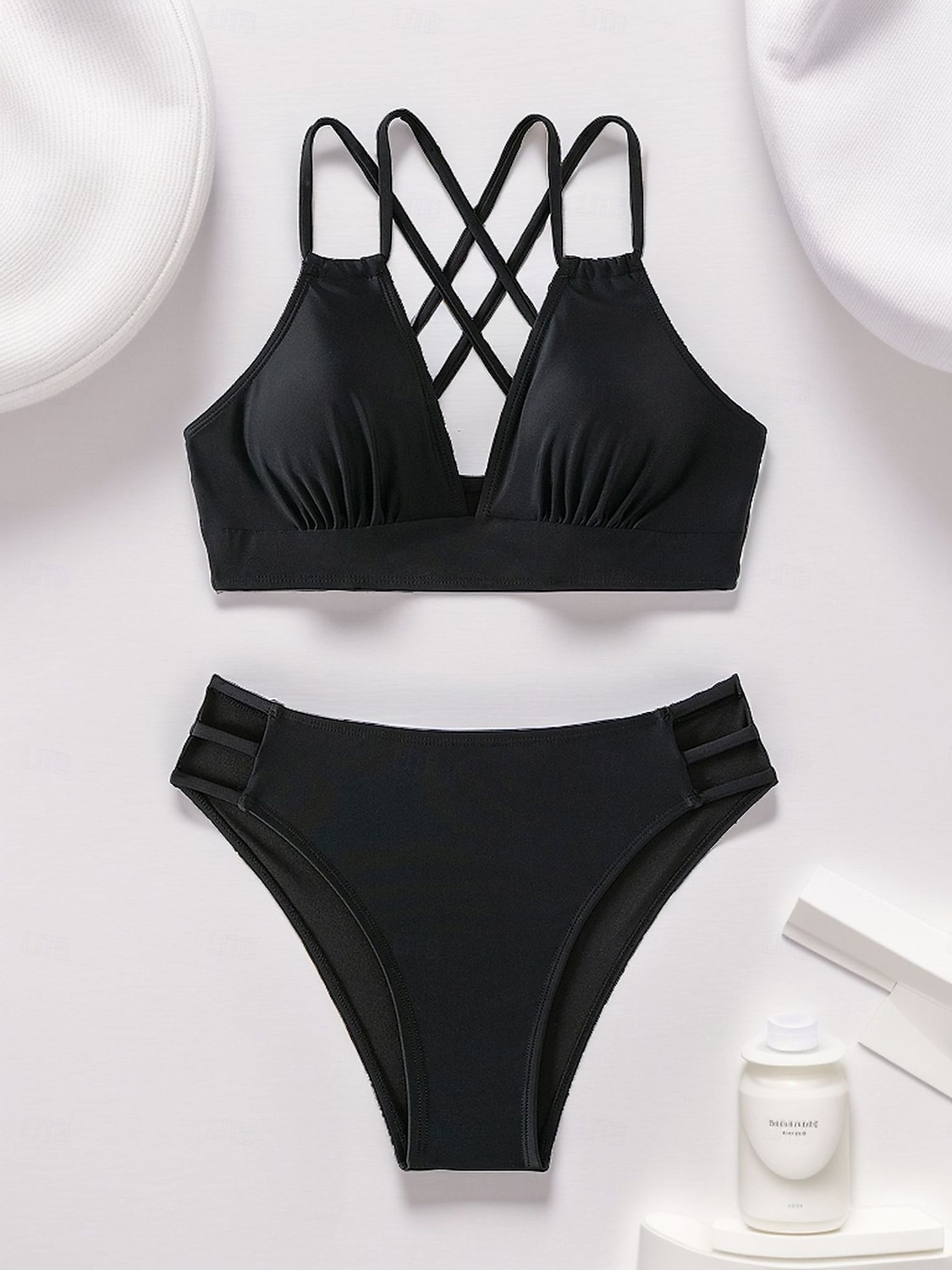 Женский бикини 2 предмета купальник пуш-ап контроль живота высокая талия спина открыта отпуск пляжная одежда однотонный цвет вырез V без рукавов 2026 - $28.99 –P4