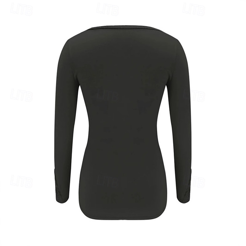 Valentine's Day Women's Blouse Tight Tops Sequin Tops Glitter Mesh Solid Color Stylish Sexy Casual Long Sleeve Crew Neck Regular Tops Daily Holiday Going out Black Spring Fall 2026 - $23.99 –P4