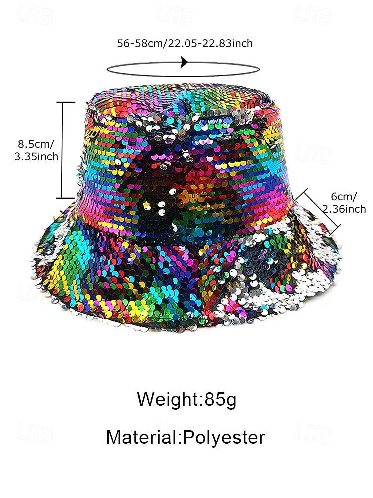 Women's Multi-Color Reversible Sequin Bucket Mardi Gras Hat - Shiny Disco Costume Accessory for Carnival, Rave & Masquerade 2026 - $14.99 –P10