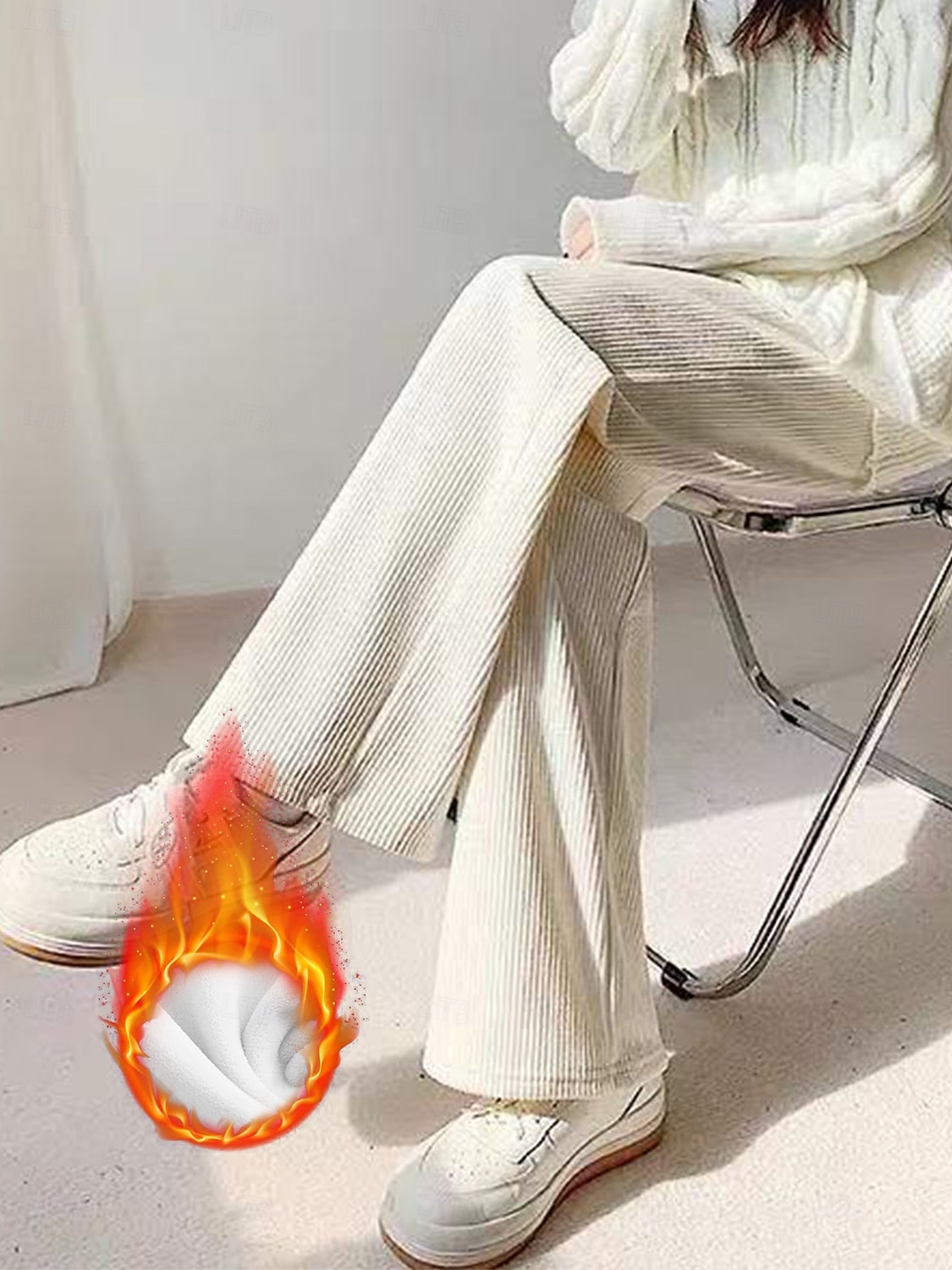 Femmes Taille Asiatique Chinos Pantalons Pyjamas Droit Occasionnel Plus de velours Longueur complète Taille hautePantsHalloween Noël Saint Valentin Couleur Unie Taille Élastique Chaud Toison Chaud de 2026 ? $27.99 –P4