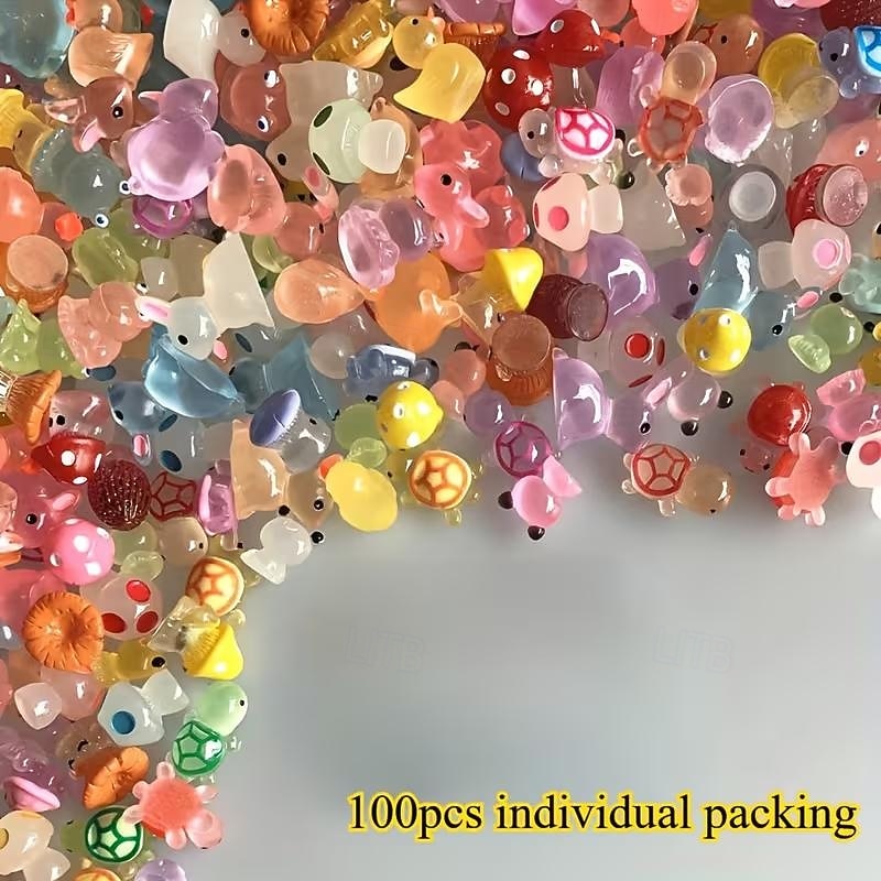 100 stk håndlagde gjennomsiktige harpiksdyranheng til påskeeggfyll, enhjørning, kanin, hai, elefant og mer, fargerike minifigurer til festgaver, høytidsdekorasjoner, samleobjekt til hjemmet 2026 - $16.99 –P9