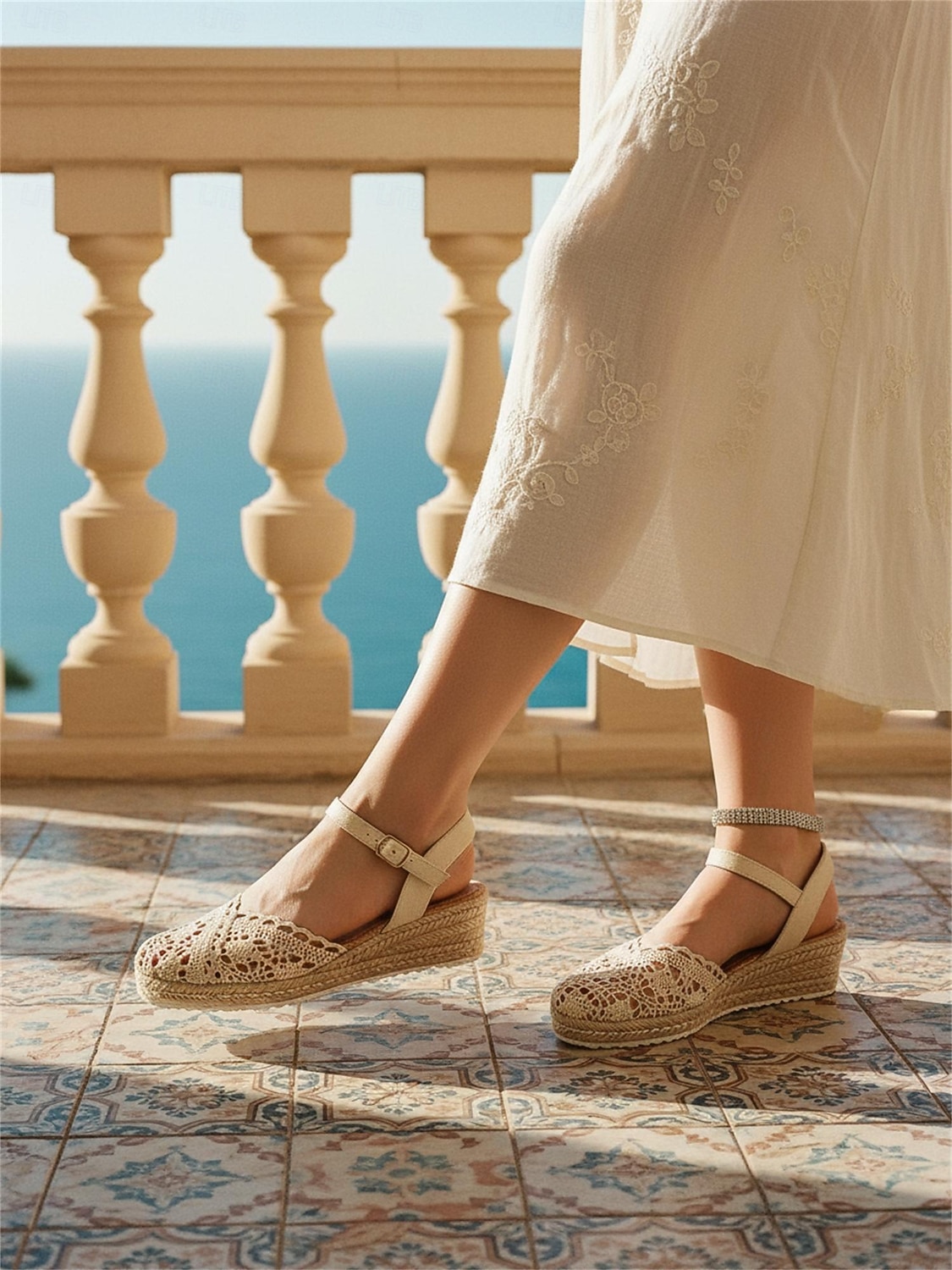 Women's Beige Boho Crochet Espadrille Wedge Sandals – Ideal for Summer Vacations, Beach Resorts and Casual Getaways 2026 - $46.99 –P5