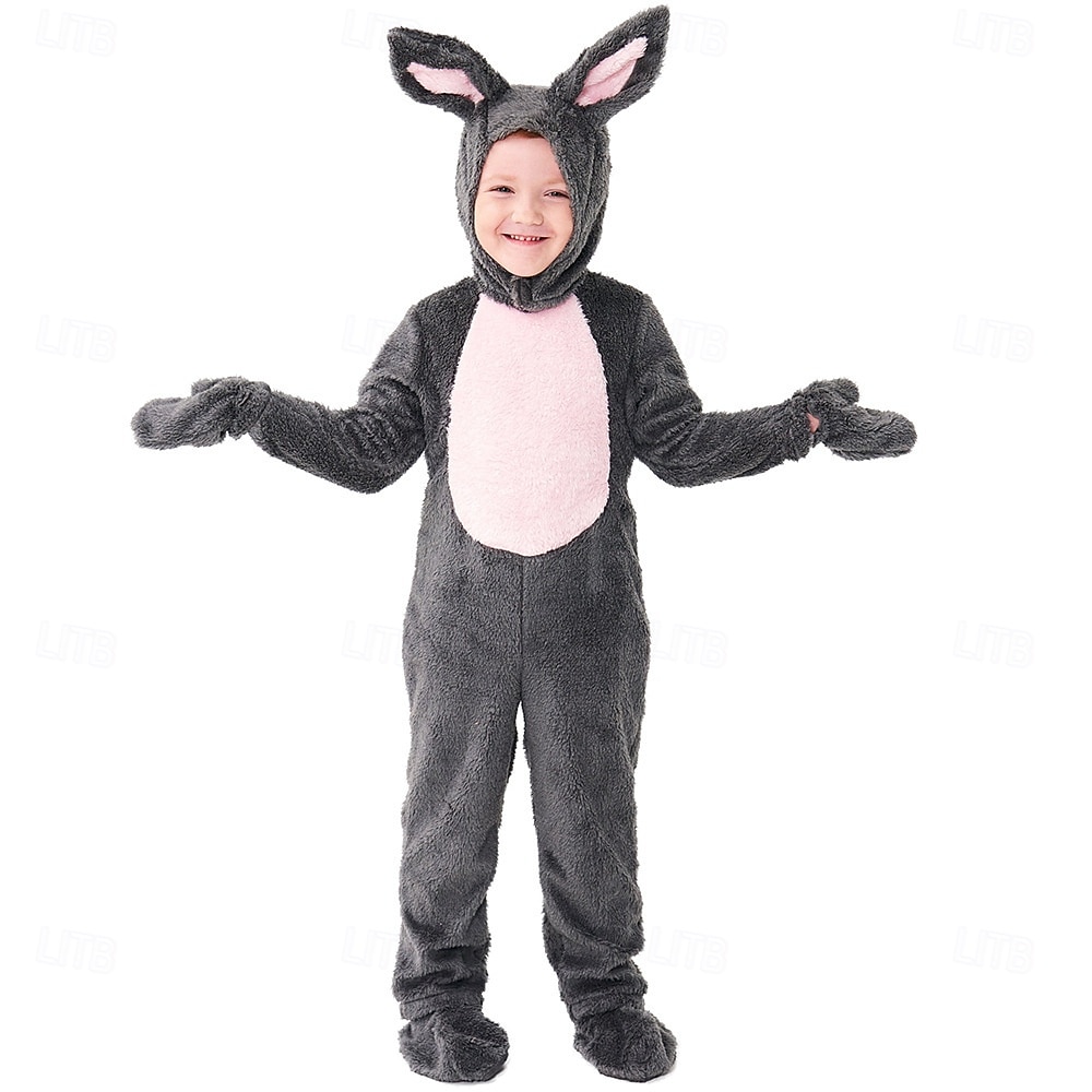 Carnival Costume 2026 Kigurumi Pajamas Fancy Costume Onesie Costume Rabbit Bunny Cute Hooded Fleece Kid's Boys' Girls' Carnival Easter Party Performance Homewear Dress Up 2026 - $41.99 –P1