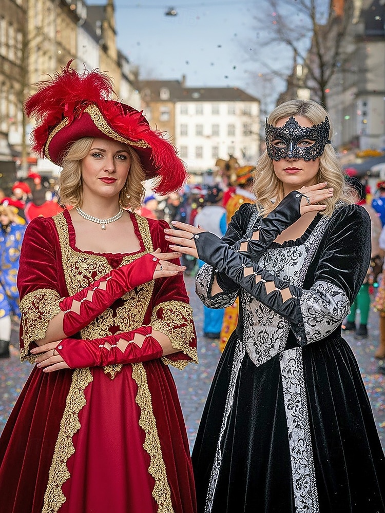 Luvas de cetim de poliéster femininas do Mardi Gras em várias cores design elegante com detalhes em pérolas perfeitas para carnaval e bailes de máscaras de 2026 por $11.99 –P1