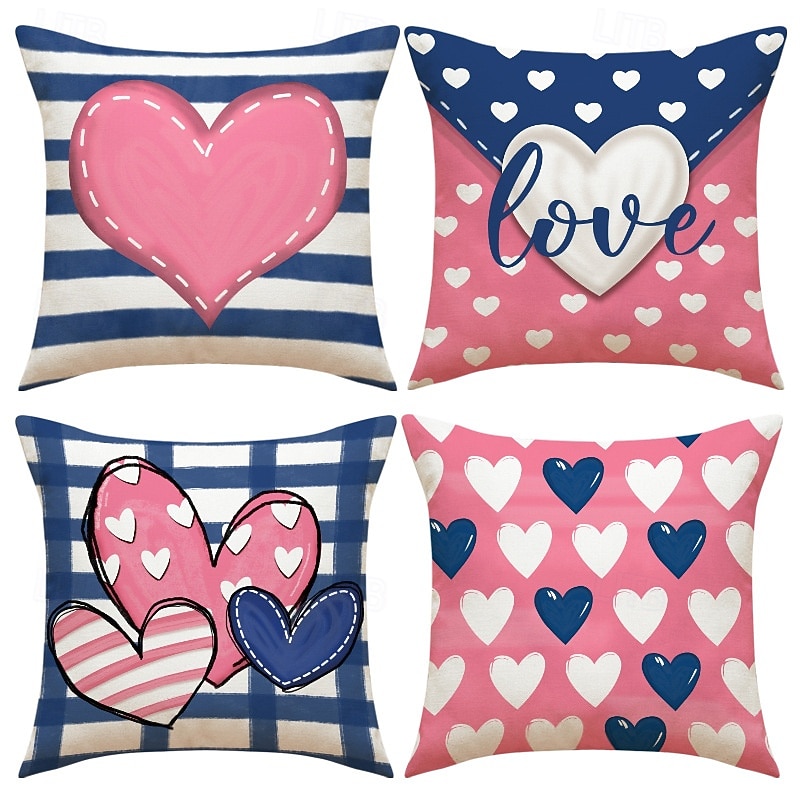 Valentine's Day Pillow Cover, Heart Print Decorative Cushion for Sofa, Bedroom, Living Room, Perfect for Creating a Romantic Holiday Atmosphere, Cozy Accent Pillow for Home Decor 2026 - $13.99 –P3