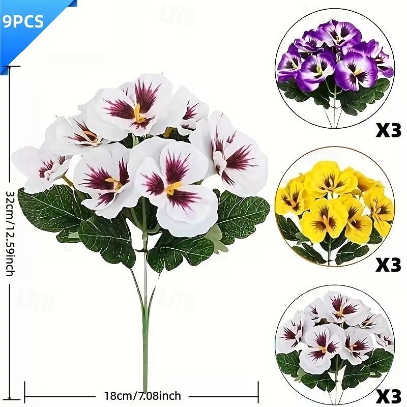 9 bundels driekleurige kunstbloemen in retrostijl, geschikt als bloemversiering voor binnenplaats, balkon, binnen- en buitenbeplanting, bruiloftsdecoratie, feestartikelen en huisdecoratie. 2026 - $23.99 –P3