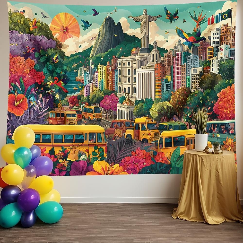 Mardi Gras tapiz Carteles Manta Guacamayo Parrot Río de Janeiro Lujo Colorido 3D Fiesta Sala Fondos de disparos Baile de Máscaras Decoración del hogar 2026 - $19.99 –P6