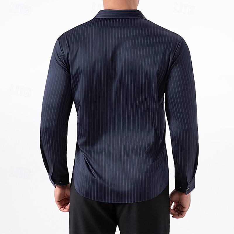 Hombre Camisa Camisa para Vestido Abotonar la camisa A Rayas Diario Negocio Bleu Ciel Negro Blanco Rojo Manga Larga Cuello Vuelto Todas las Temporadas Ropa Retazos 2026 - $26.99 –P10