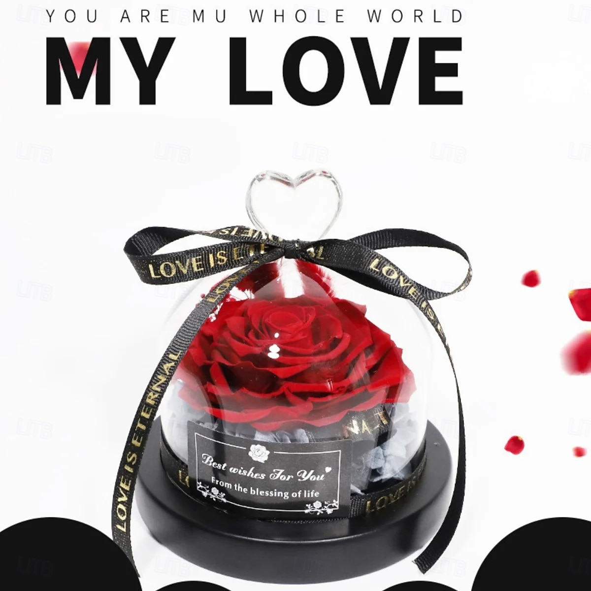 Konzervovaná pravá růže v krásném kreativním designu srdce skleněná kopule růžový dárek pro ni 2026 - $48.99 –P4