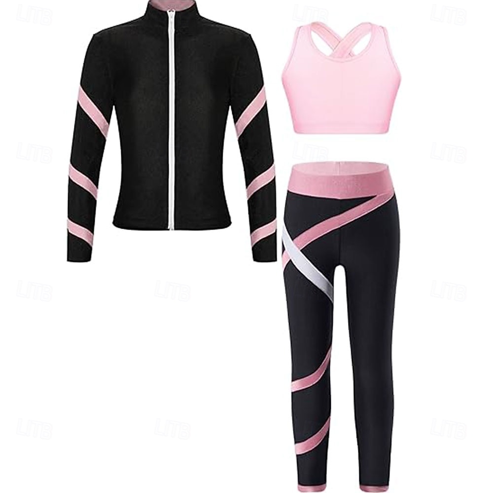 Eiskunstlaufjacke mit Hose, Damen- und Mädchen-Eiskunstlaufbekleidung, pink, dehnbar, Trainings- und Wettkampfbekleidung, wärmend, mit Kristallen/Strasssteinen besetzt, langärmlig, Eiskunstlauf 2026 - $182.99 –P1