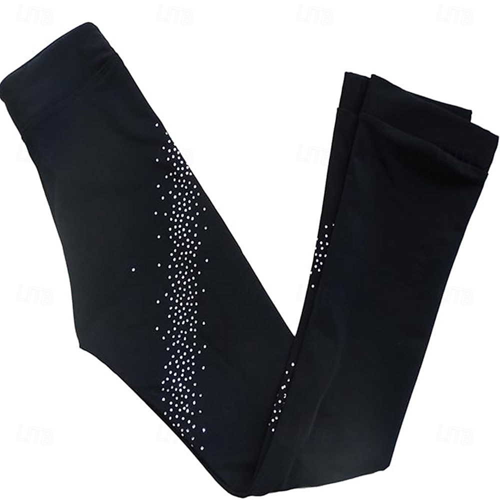 pantaloni da pattinaggio artistico da donna e da ragazza, pantaloni da pattinaggio sul ghiaccio, neri, elastici, abbigliamento da pattinaggio per gare di allenamento, termici, caldi, con del 2026 a $89.99 –P2