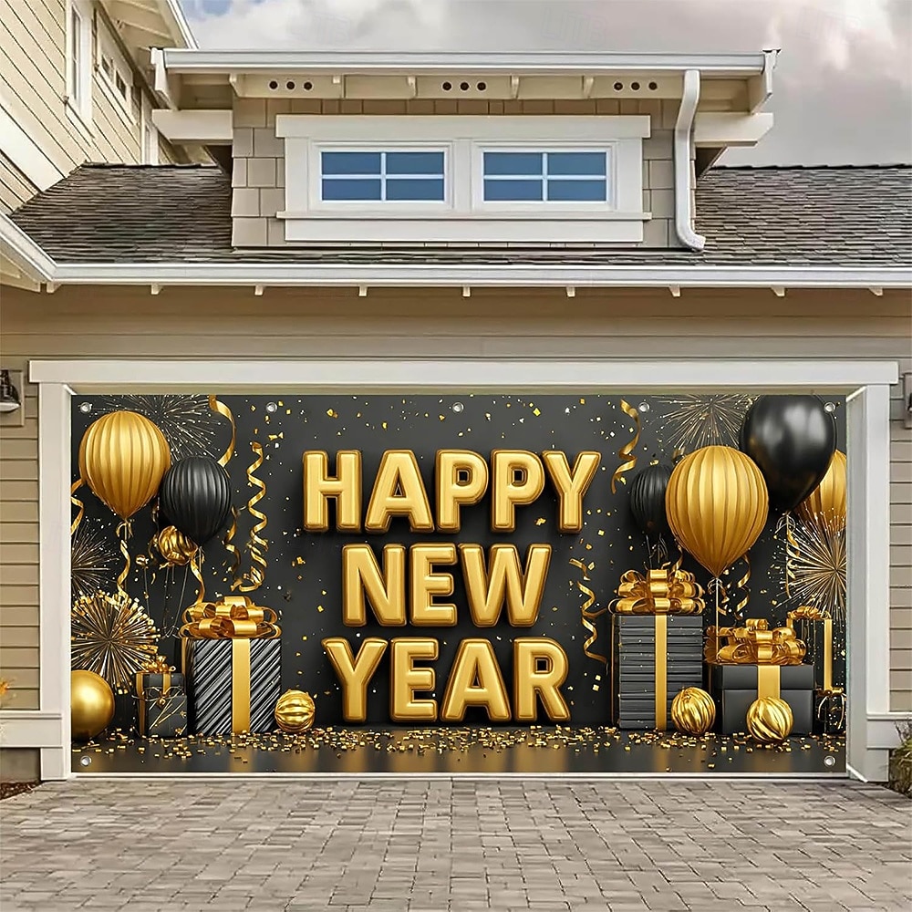 ראש השנה גוֹבּלֶן כיסוי דלת מוסך תלייה גדולה שנה טובה 2026 זיקוקין סגנון חמוד 3D מסיבה חוץ חג רקעים לצילום יארד עיצוב הבית 2026 - $38.99 –P3