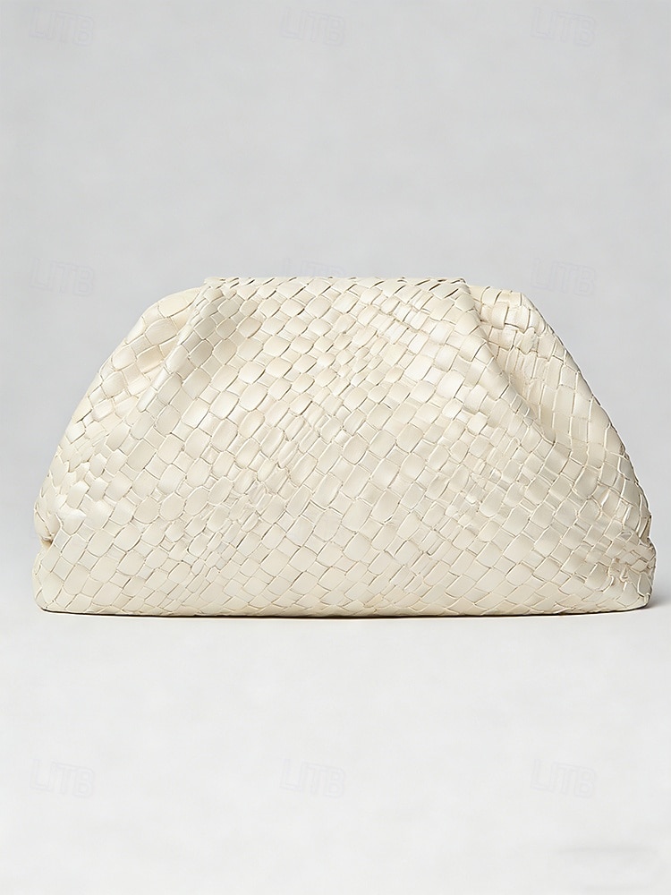 pochette da donna in similpelle con motivo intrecciato in rilievo, vari colori, design elegante per matrimoni ed eventi serali del 2026 a $32.99 –P11