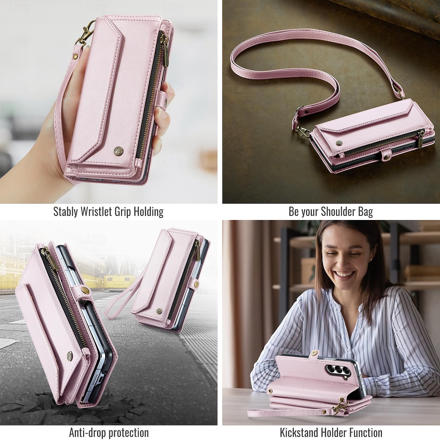 Phone Case For Samsung Galaxy Z Fold 7 Wallet Case with Lanyard with Wrist Strap Kickstand TPU PU Leather 2026 - $28.99 –P8