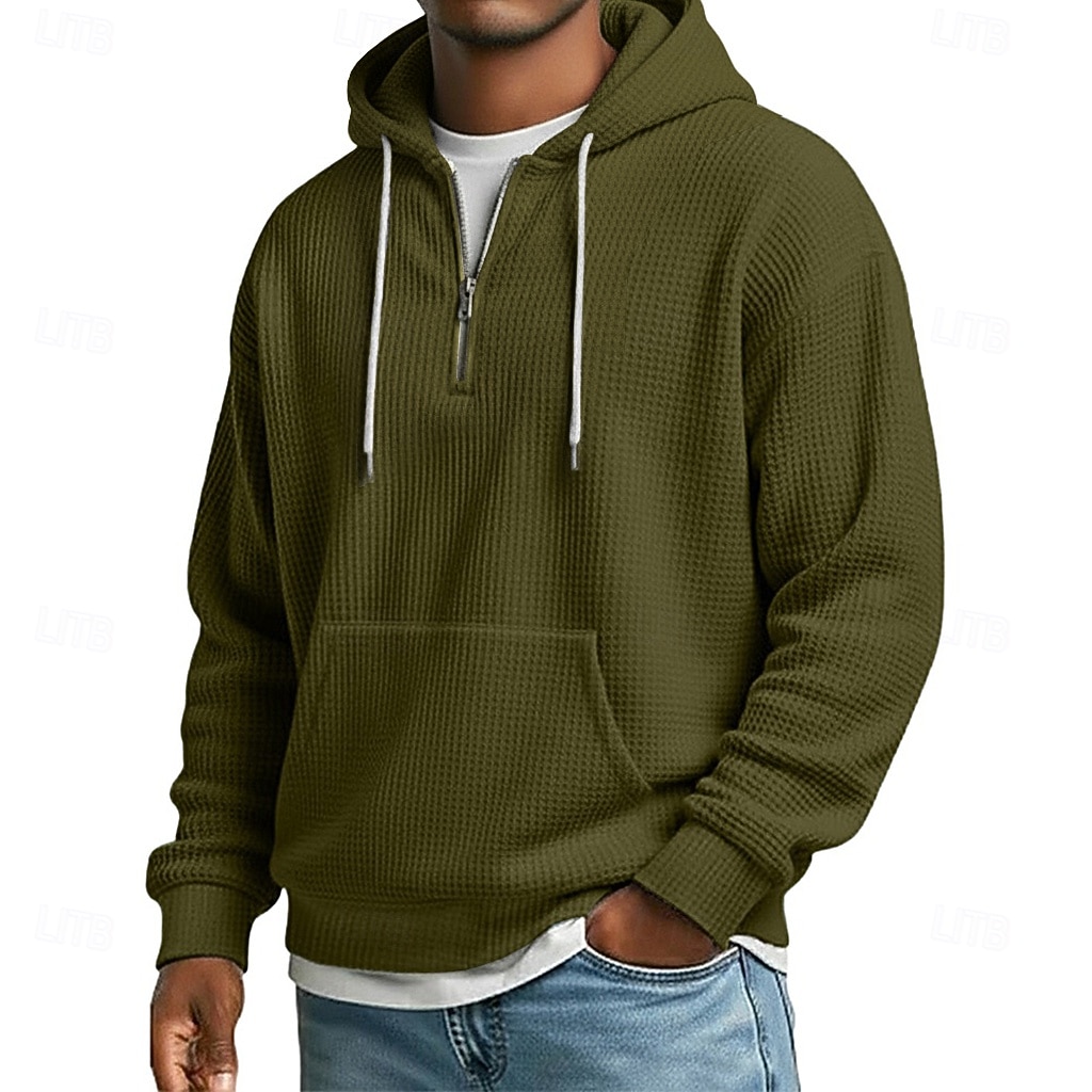 Per uomo Felpa con cappuccio Felpa con cappuccio a nido d'ape Blu Nero Verde chiaro Verde militare Viola Con Cappuccio Semplice Tasca a marsupio Sport & Outdoor Casuale Quotidiano senza stampa del 2026 a $28.99 –P5