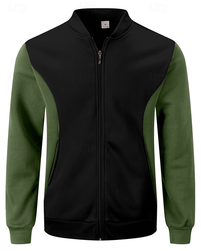 Муж. Легкая куртка Повседневная куртка Повседневные на открытом воздухе Карман Весна Осень Контрастных цветов Уличный стиль Стиль Воротник-стойка Обычная 2026 - $24.99 –P8