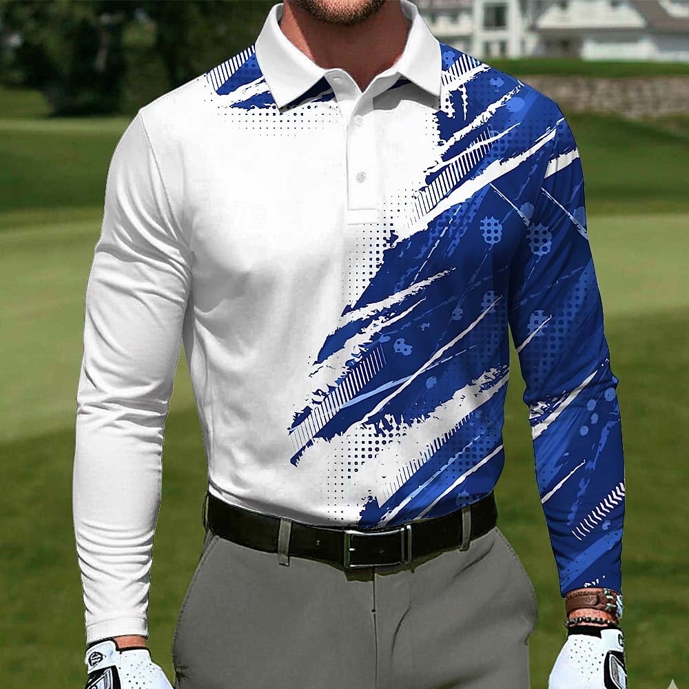 Ανδρικά Γεωμτερικό Γκολφ Πόλο Αθλητικά μπλουζάκια πόλο Μακρυμάνικο Μπλουζάκια πόλο Πέτο Καθημερινό ΕΞΩΤΕΡΙΚΟΥ ΧΩΡΟΥ Ένδυση γυμναστικής και άθλησης Καθημερινά Ρούχα 3D εκτύπωση Κουμπιά Άνοιξη Φθινόπωρο 2026 - $22.99 –P1