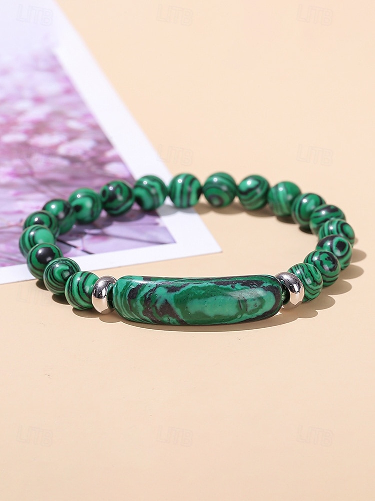 Bracelet pour homme en pierre naturelle, perles multicolores avec détails raffinés, idéal pour la Saint-Patrick et au quotidien, élégant et unique. de 2026 ? $11.99 –P6