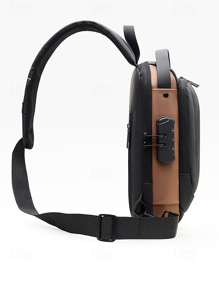 Herrväska i flerfärgad nylon för resor, vandring och friluftsliv - vattentålig axelväska med extern USB-port 2026 - $19.99 –P6