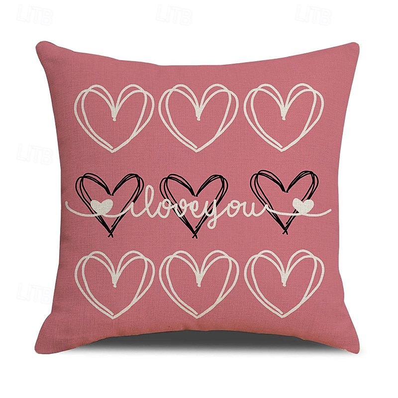 Valentine's Day Couple Heart Pillow Cover, Red "LOVE" Letter Print Decorative Cushion, Perfect for Sofa, Living Room, Bedroom, Ideal for Romantic Valentine's Day Home Decor 2026 - $13.99 –P12