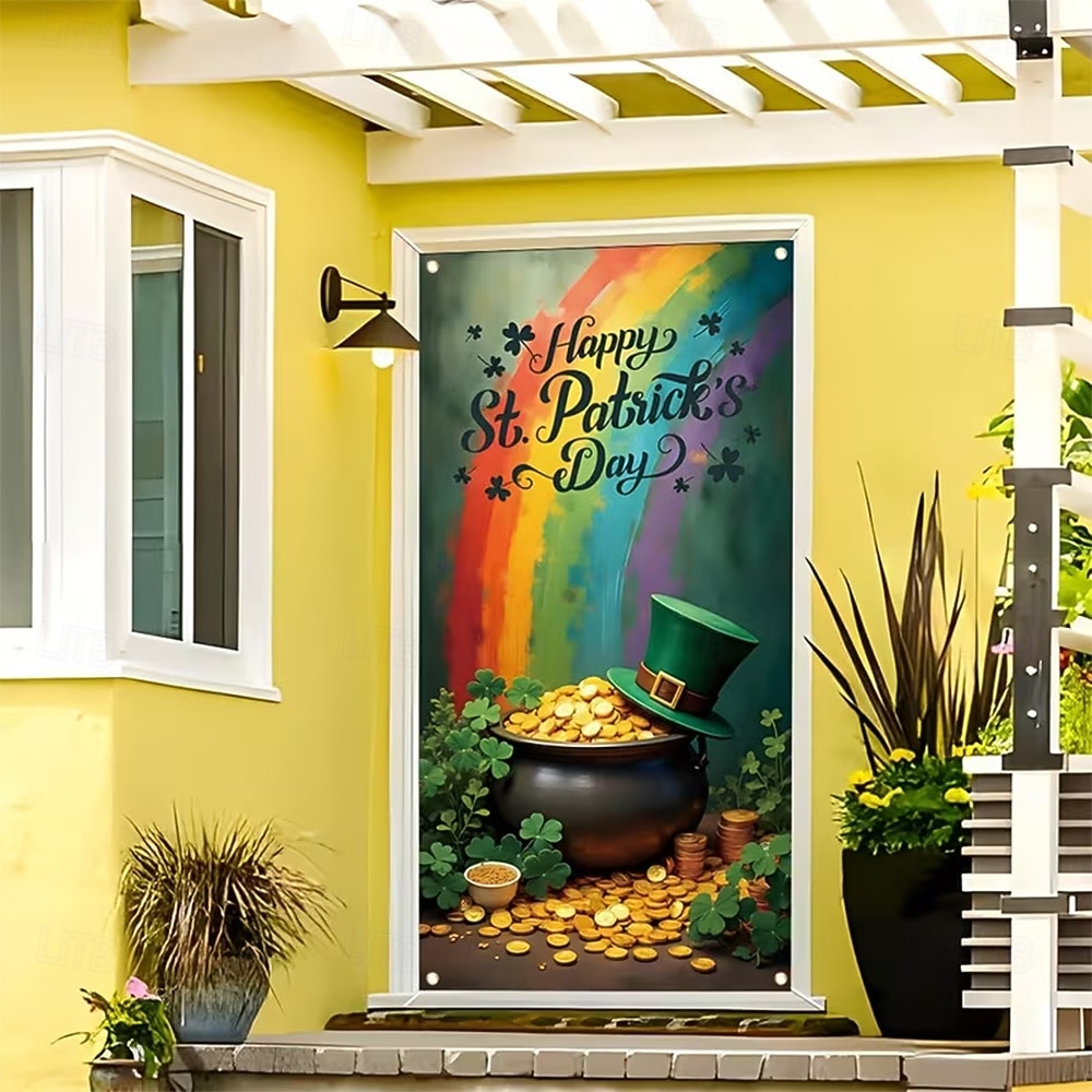 St. Patrick's Day Posters Door Cover Outdoor Banners Gold coin Green Hat Shamrock Cute 3D Party Dorm Teens Room College Dorm Guys Man Cave Frat Bedroom Shooting Backgrounds Home Decor 2026 - $20.99 –P4