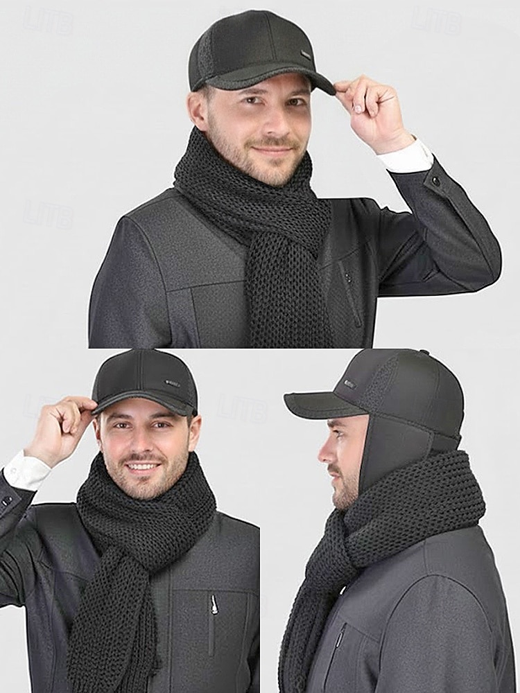 Férfi poliészter téli sapka összecsukható fülvédőkkel, több színben kapható – ideális hideg időjáráshoz és szabadtéri tevékenységekhez 2026 - $11.99 –P3