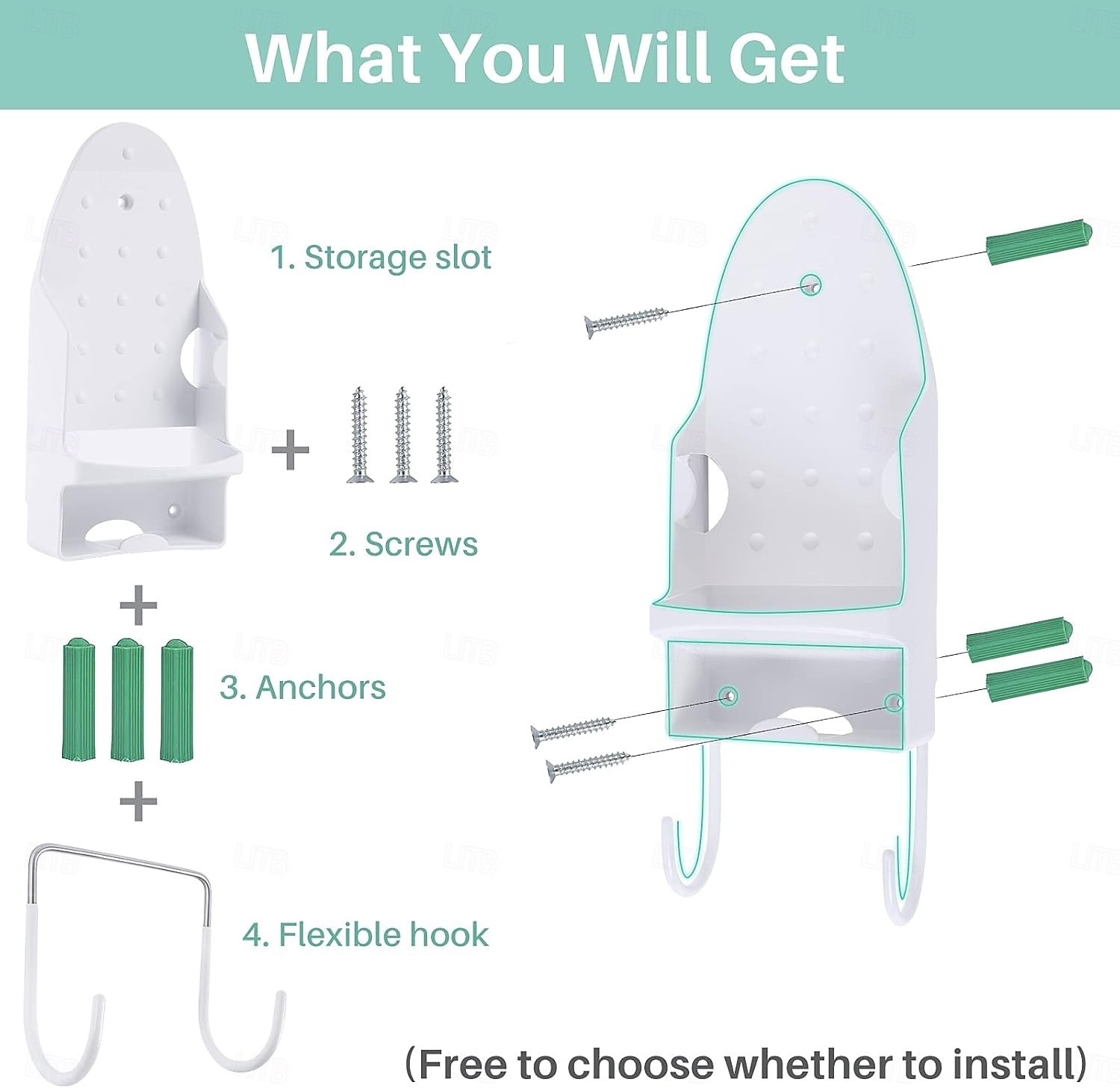 מתלה לקרש גיהוץ, מתלה למגהץ עם מתלה לקרש גיהוץ, מתקן למגהץ עמיד בחום לקיר לרוחב מקסימלי של 5 אינץ' 2026 - $21.99 –P5