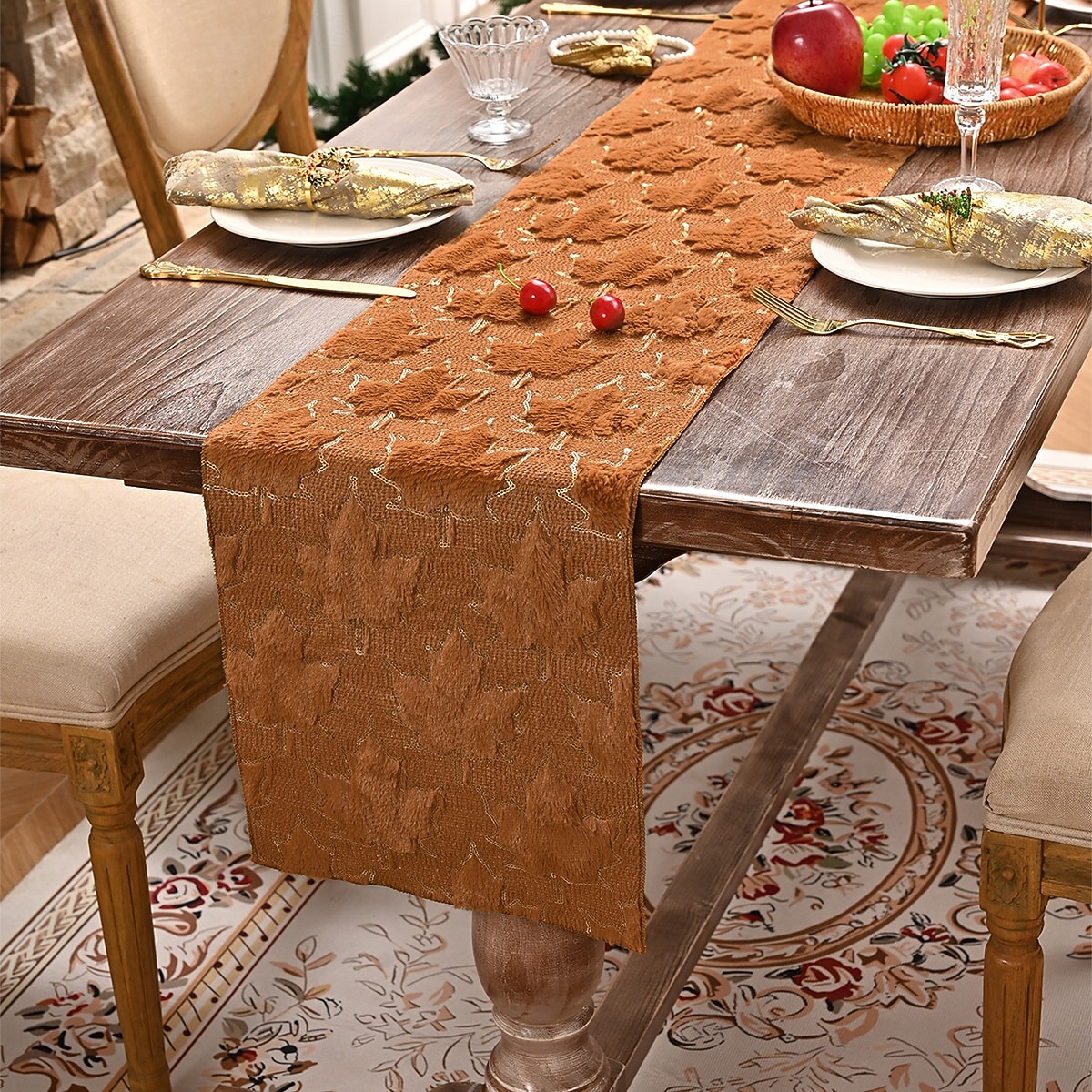 Τραπεζομάντιλο ζακάρ για την ημέρα του Αγίου Πατρικίου, χρυσό σχέδιο με φθινοπωρινά φύλλα, πράσινο με χρυσό περίγραμμα, ορθογώνιο τραπεζομάντιλο για το σπίτι &διακόσμηση ξενοδοχείου. 2026 - $11.49 –P7