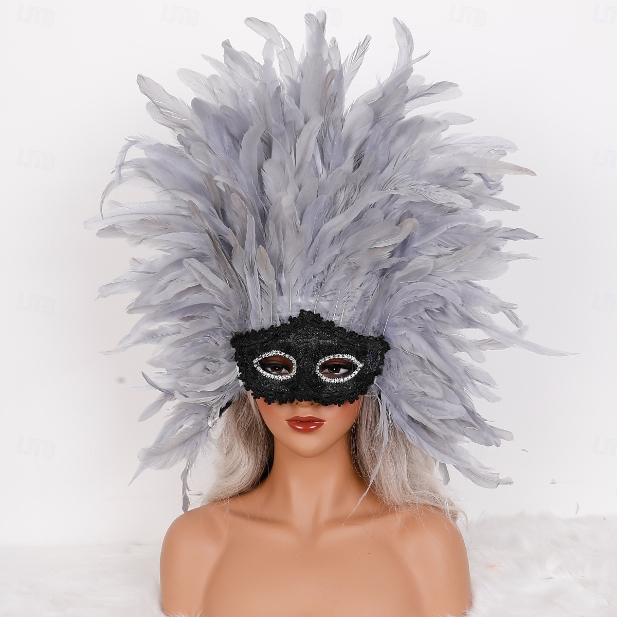 Karnevaali 2026 Rio Karnevaali Samba Lisävarusteet Karnevaali Höyhenmaski Päähine Punainen Oranssi  Valkoinen Täysin Höyheninen Maski Brasilia Festivaali Esityspuku 2026 - $42.99 –P10