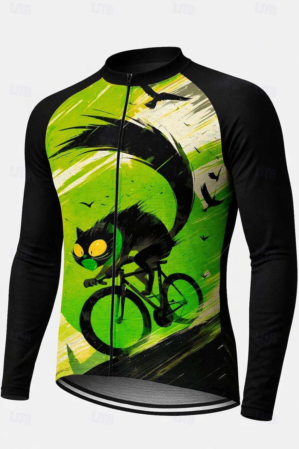 Homens Camisa para Ciclismo Jersey em declive Gato Personagem Cor de contraste Manga Longa Moto Camiseta Camisa / Roupas Para Esporte Roupas de Compressão com 3 bolsos traseiros Ciclismo de Montanha de 2026 por $32.99 –P6