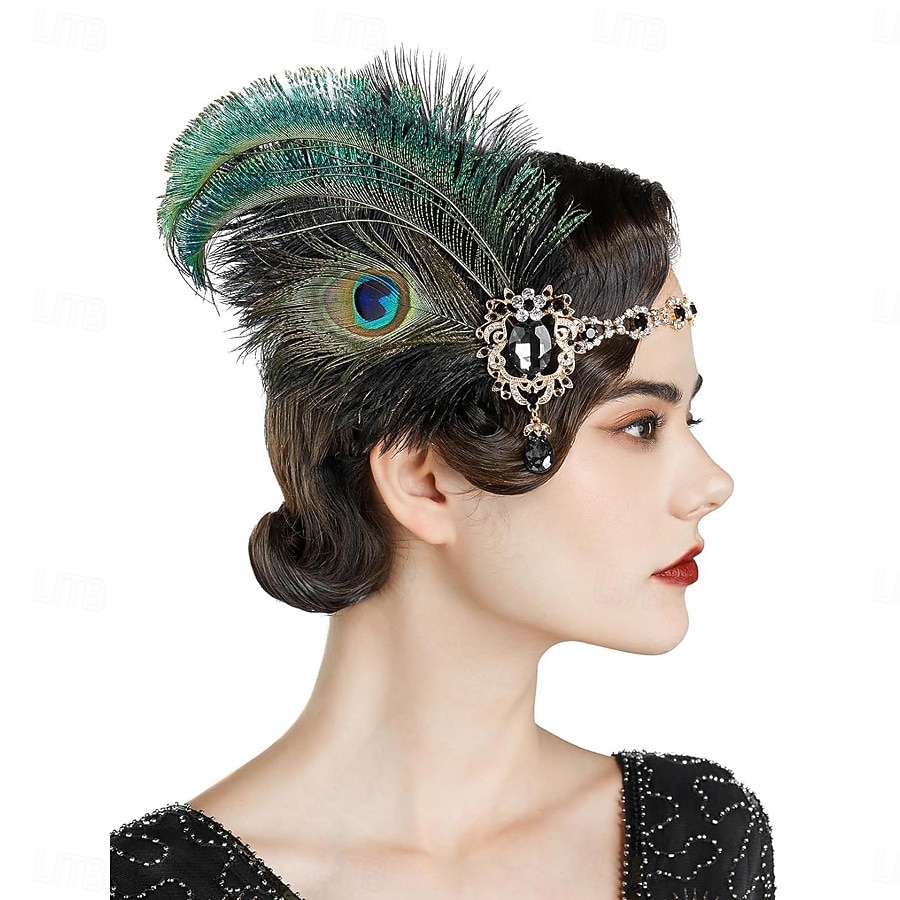 Vintage 1920s The Great Gatsby Flapper Headband The Great Gatsby Flapper Girl Feather Fancy Dress Women's Christmas Carnival Masquerade Retro Theme Party Charleston Dance Adults Headband 2026 - $22.99 –P5