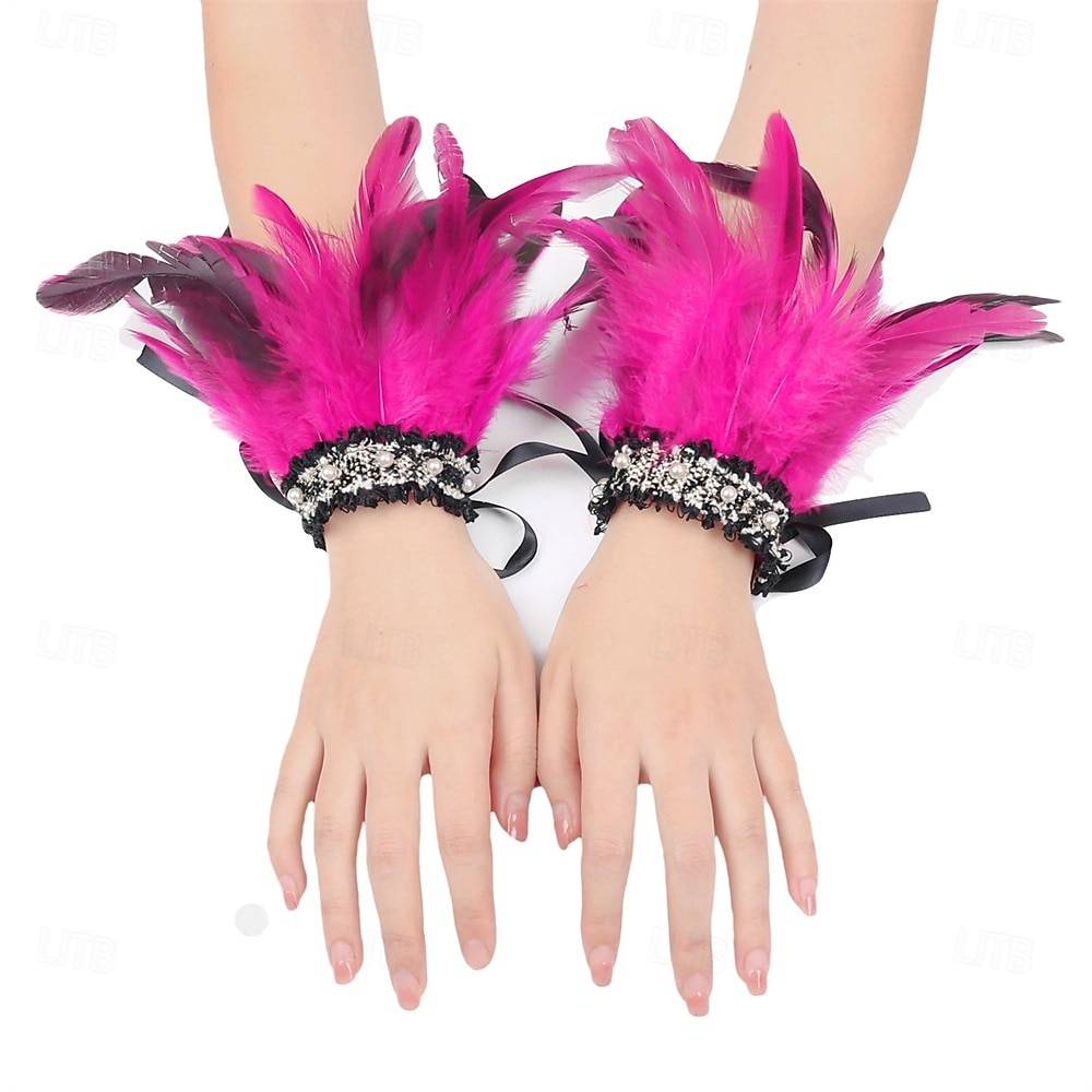 Carnaval 2026 Accesorios de Samba del Carnaval de Río Puños de Plumas para Mujeres Puños de Lentejuelas Brillantes con Plumas de Varios Colores para Danza en Brasil 2026 - $10.49 –P9