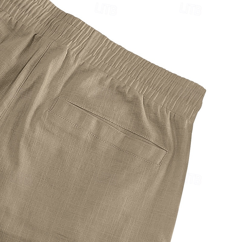 Herren Shorts Leinenshorts Sommershorts Strandshorts Kordelzug Elastischer Bund Einfach Komfort Atmungsaktiv Knielang Täglich Outdoor Strand Urlaub Mode Blau Schwarz Unelastisch 2026 - $25.99 –P9