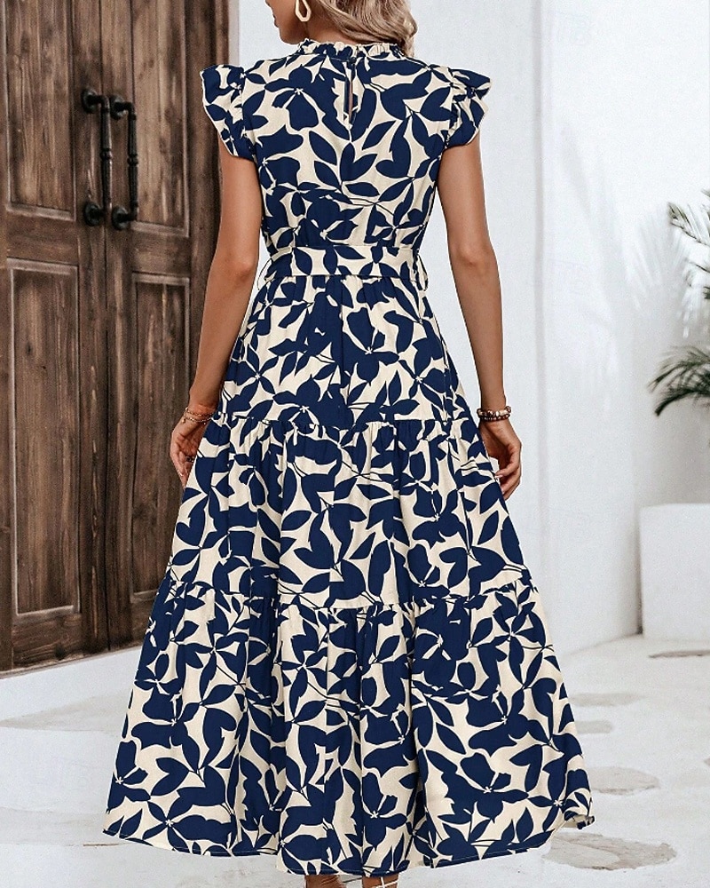 Per donna Abito Midi Abito Floreale Abito Stampato Moda Moderno All'aperto Vacanza Uscire Vestibilità comoda Floreale Senza Maniche Collo alla coreana Arancione Marrone Verde Blu scuro Estate del 2026 a $26.99 –P16