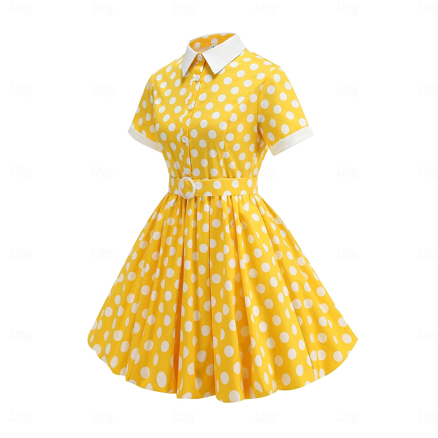 1950er Retro Vintage Rockabilly Knielang Swing-Kleid Ausgestelltes Kleid Kurze Ärmel Tupfen Tailliert und ausgestellt Kostüm Mädchen Karneval Valentinstag Lässig Heimkehr Retro-Mottoparty Kinder Kleid 2026 - $65.99 –P3