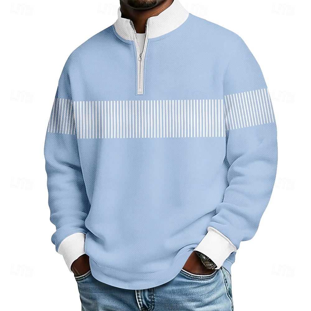 Per uomo Blocco di colori Polo con zip Manica Lunga Magliette polo Colletto alla coreana Casual Scuola Athleisure Ferie Abbigliamento quotidiano Stampa 3D Polo con cerniera a un quarto Autunno del 2026 a $24.99 –P1