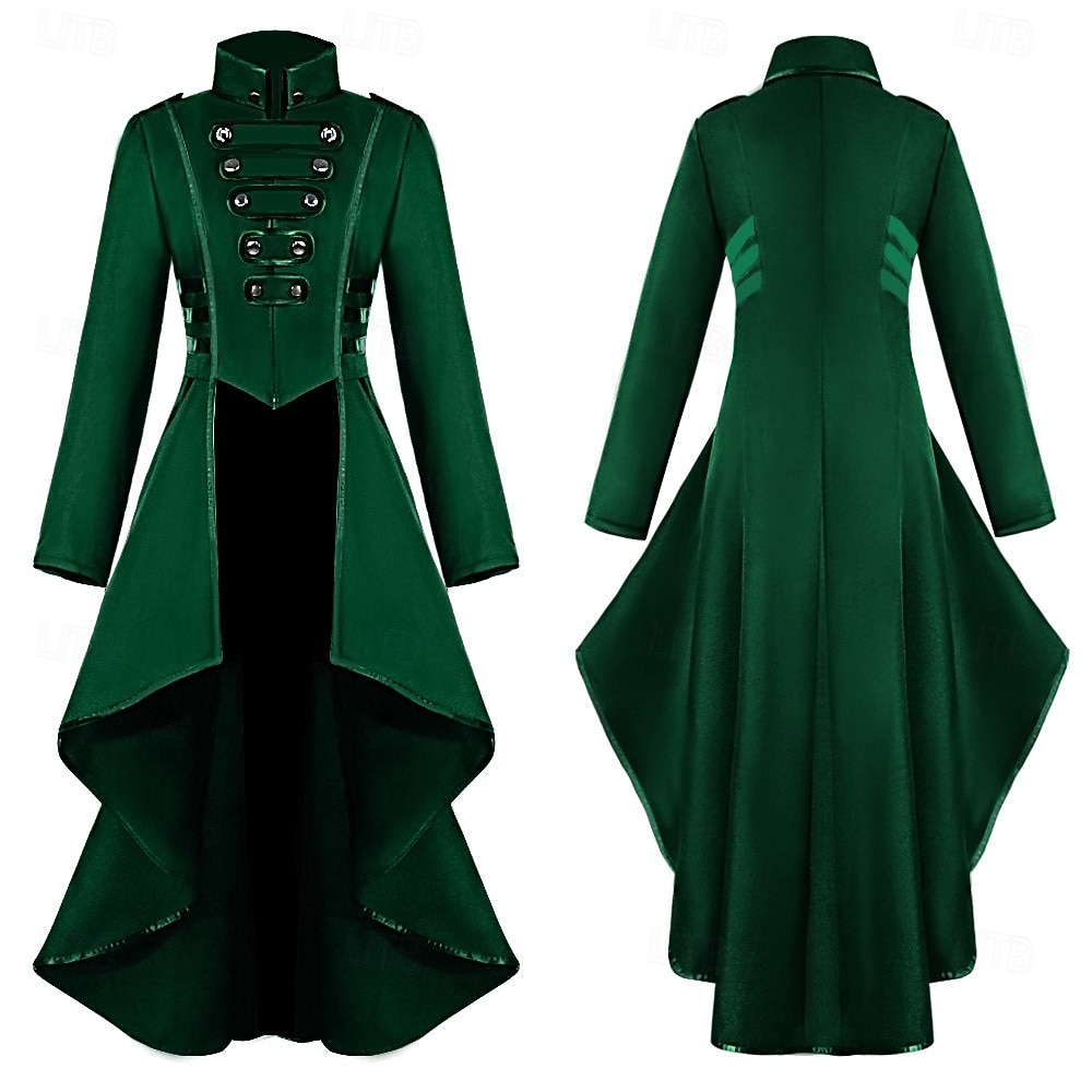 Retro Vintage Punk & Gothic Medieval Coat Masquerade Tuxedo Vampire Plague Doctor Formal Style Vintage Style Solid Colored Fancy Dress Men's Women's Steampunk Christmas Halloween Carnival Party 2026 - $58.99 –P3