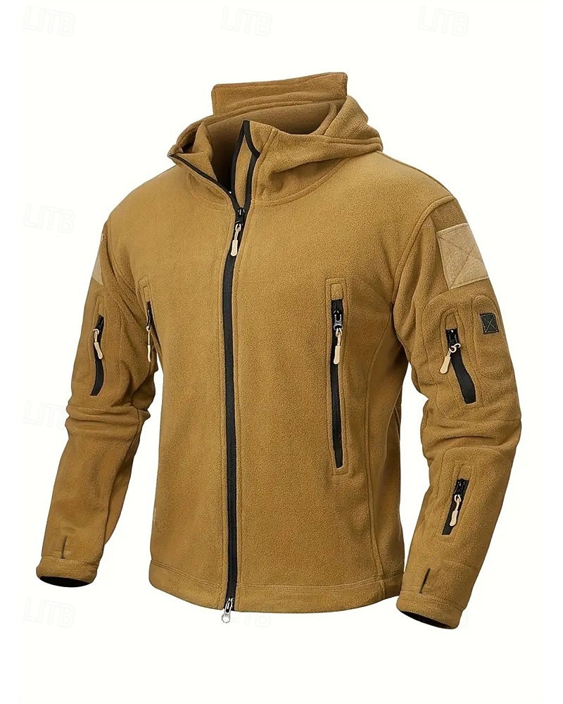 Miesten Fleecetakki Sotilaallinen takki Taktinen takki Päivittäin Loma Pidä lämpimänä Tasku Fleece Syystalvi Tavallinen Muoti Katutyyli Hupullinen Normaali Musta Khaki Armeijan vihreä Harmaa Jackets 2026 - $34.99 –P1