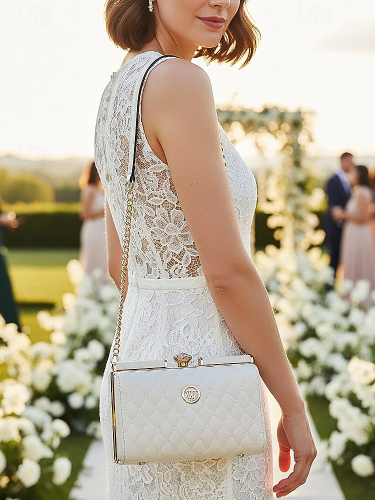 Γυναικεία τσάντα χειρός από λουστρίνι – κομψό καπιτονέ σχέδιο, έτοιμη για γάμο και μετακινήσεις, για πολλαπλές περιστάσεις με χρυσό λουράκι αλυσίδας 2026 - $34.99 –P1